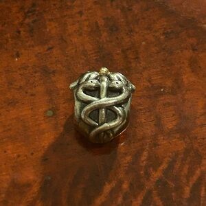 Authentic Pandora S925 ALE Sterling Silver Medical Symbol Staff Of Hermes Charm